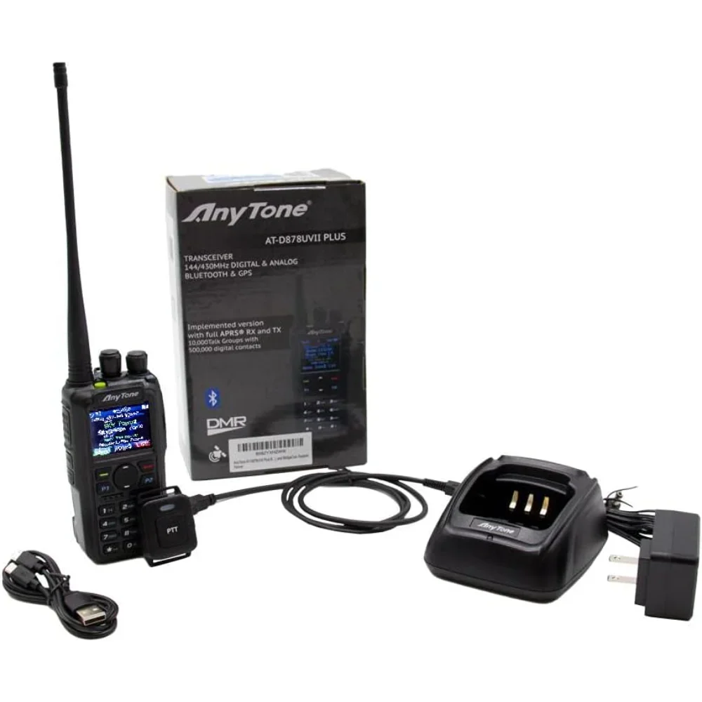 AnyTone AT-D878UVII Plus –Dual Band DMR/Analog 7W VHF, 6W UHF – Bluetooth PTT - Digital/Analog APRS USA