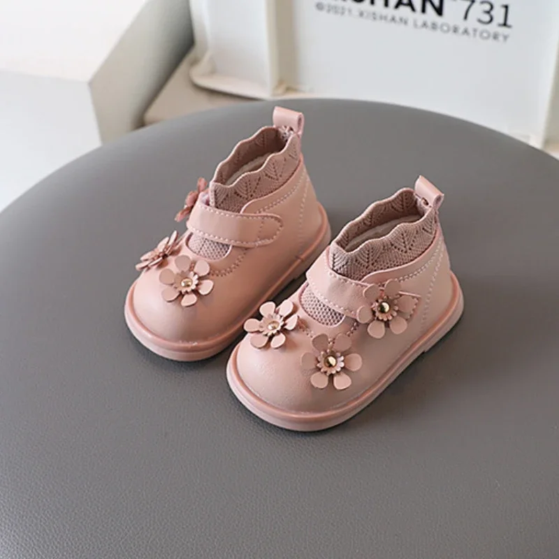 Elegante Babyschoenen Mode Bloem Kinderen Wandelschoenen Antislip Lief Kind Meisje Causaal Enkele Schoenen Winter Prinses Katoenen Laars