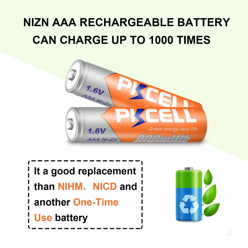 8 قطعة PKCELL 1.6 فولت AAA بطارية NIZN AAA بطاريات قابلة للشحن Ni-Zn 900mWh مع 2 قطعة AA/AAA بطارية عقد صندوق للعب كاميرا