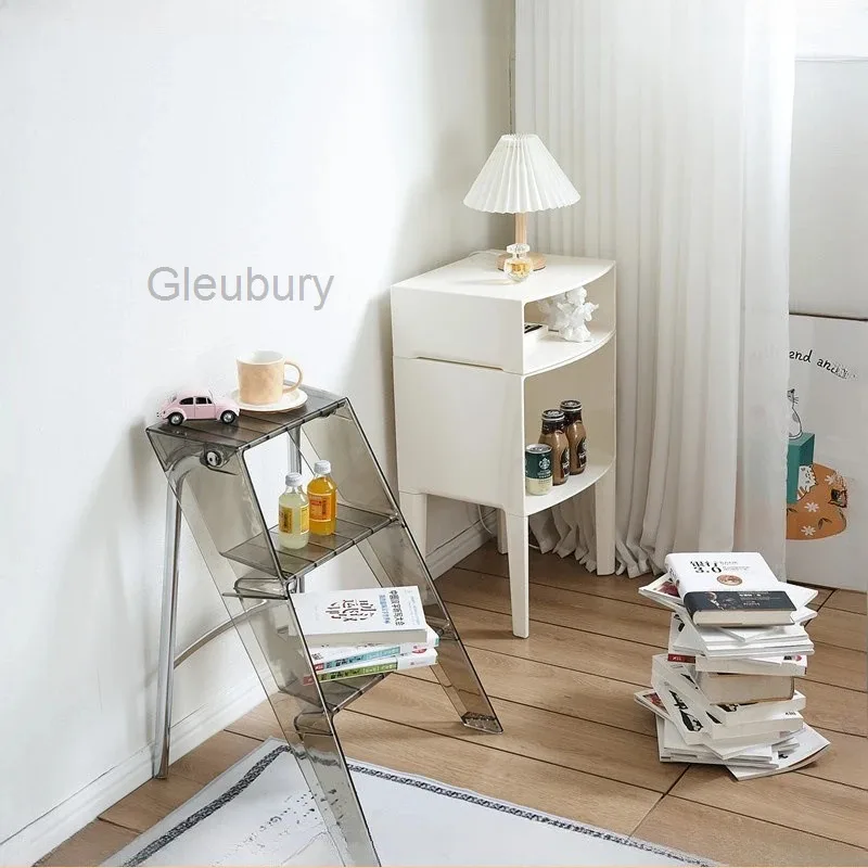 Multi Functional Transparent Folding Ladder for Household Use, Nordic Acrylic Ladder Stool, Indoor Anti Slip Three-step Ladder view 2