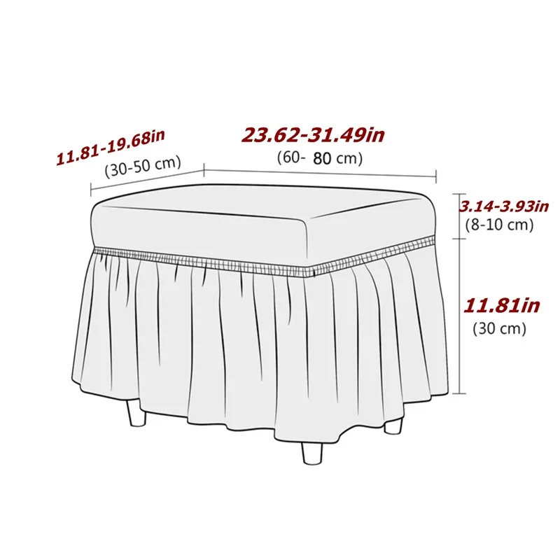 1PC Bubble Fabric Footstool Cover Stretch Skirt Ottoman Stool Cover Anti-dirty Non-Slip Footrest Slipcover Living Room Bedroom