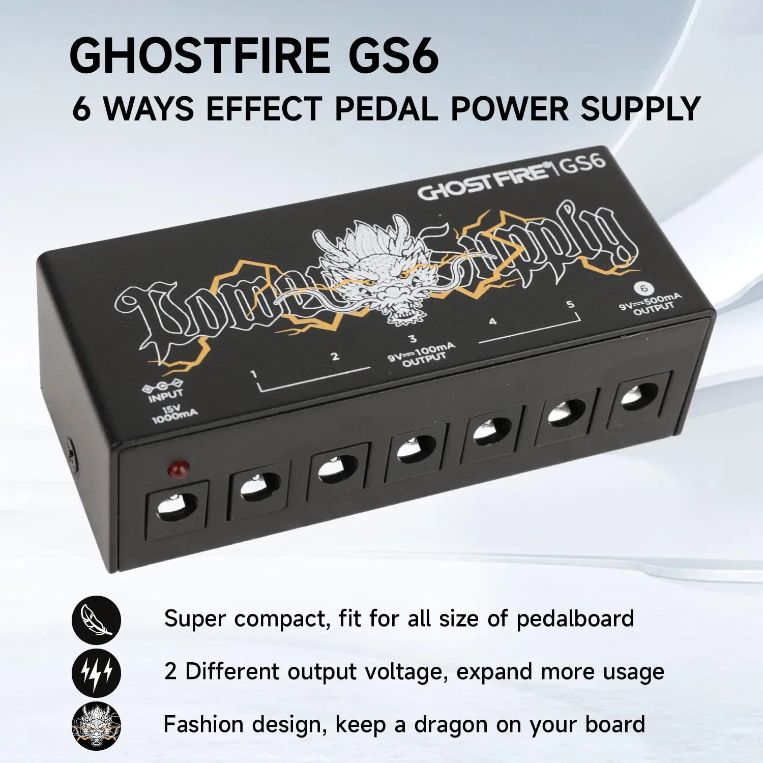 GHOSTFIRE GS6 Guitar Pedal Power Supply for Effect Pedals