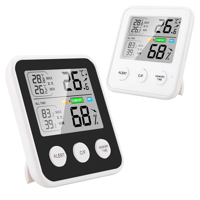 Brand Digital Indoor Temperature Humidity Monitor Big LCD Home Thermometer Hygrometer Limit Alarm Gauge Trend Weather Station