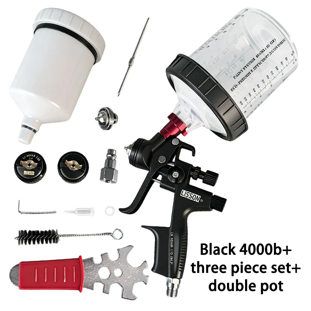 Hvlp Spray Gun with Adapter and Mix Tank Car Repair Paint Spray Guns 1.3 And 1.7mm Nozzle for Painting Water Based Air Spray Gun