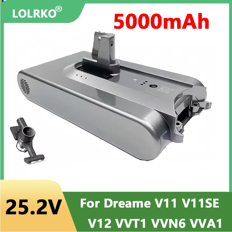 

25.2V 5000mAh Li-ion Replacement Battery for Xiaomi Dreame V11/V12 Series (V11SE/V12pro/VVT1/VVN6/VVA1/VVN5).