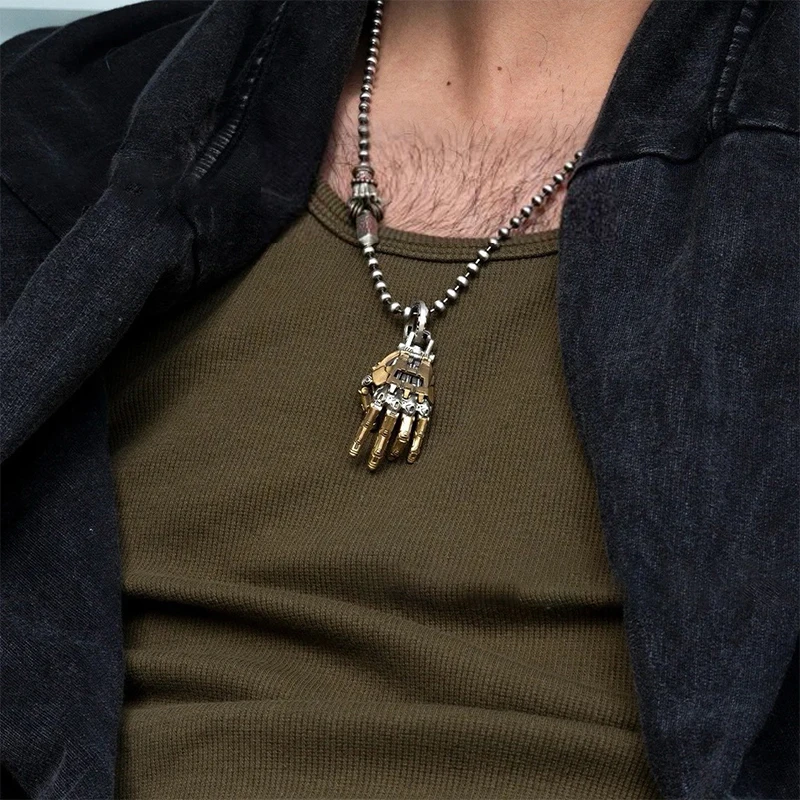 Creative Movable Finger Joints Robot Hand Necklace Fashion Mechanical Bionic Hand Pendant With Chain For Men Women Jewelry Gift