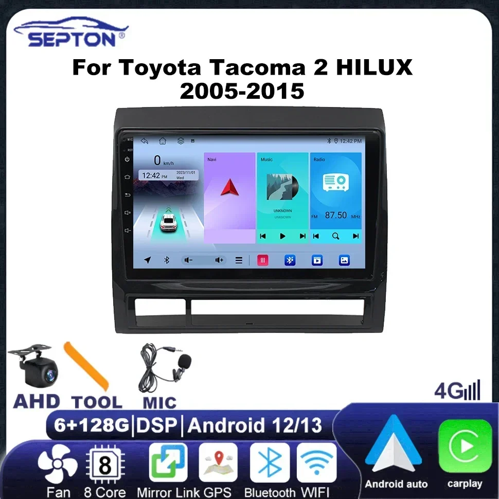 

SEPTON Android Carplay Car Stereo Radio for Toyota Tacoma 2 HILUX 2005-2015 WIFI Vehicle Audio GPS DSP Multimedia Video Player