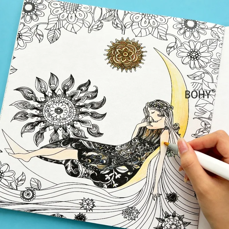 1 Adult Healing Fairy Tale Coloring Album Including Themes As Flower Fairies/wedding Girls/moon Goddesses/little Fox /butterfly