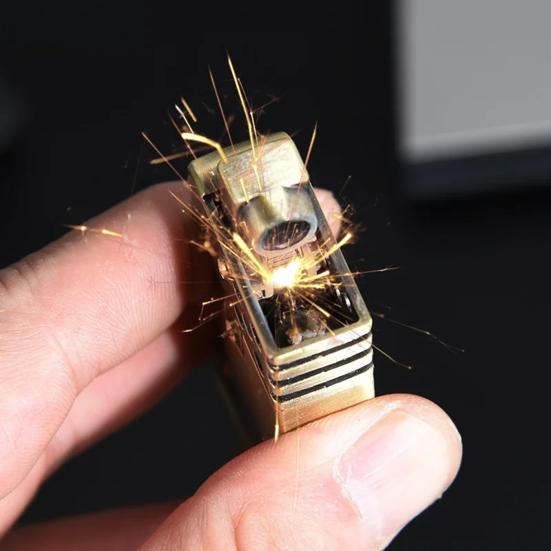 

Newest Cigar Igniter Coal Oil Lighter Windproof Mechanical Press Switch Ignition Retro Cigarettes Lighters & Smoking Accessories