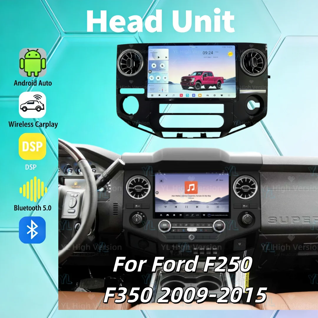 Android 13.0 For Ford F250 F350 2009-2015 Truck Super Duty Car GPS Navigation Auto Multimedia Player Headunit Bluetooth 5.0 DSP