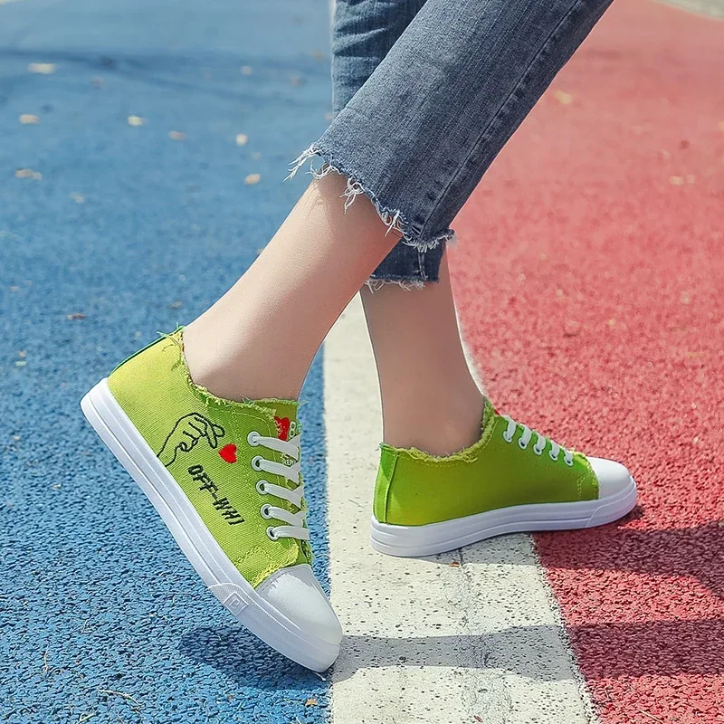 New All-match Love Injection Molding Shoes Women's Canvas Shoes Breathable Comfortable Casual Flat Student Girl Running Sneakers