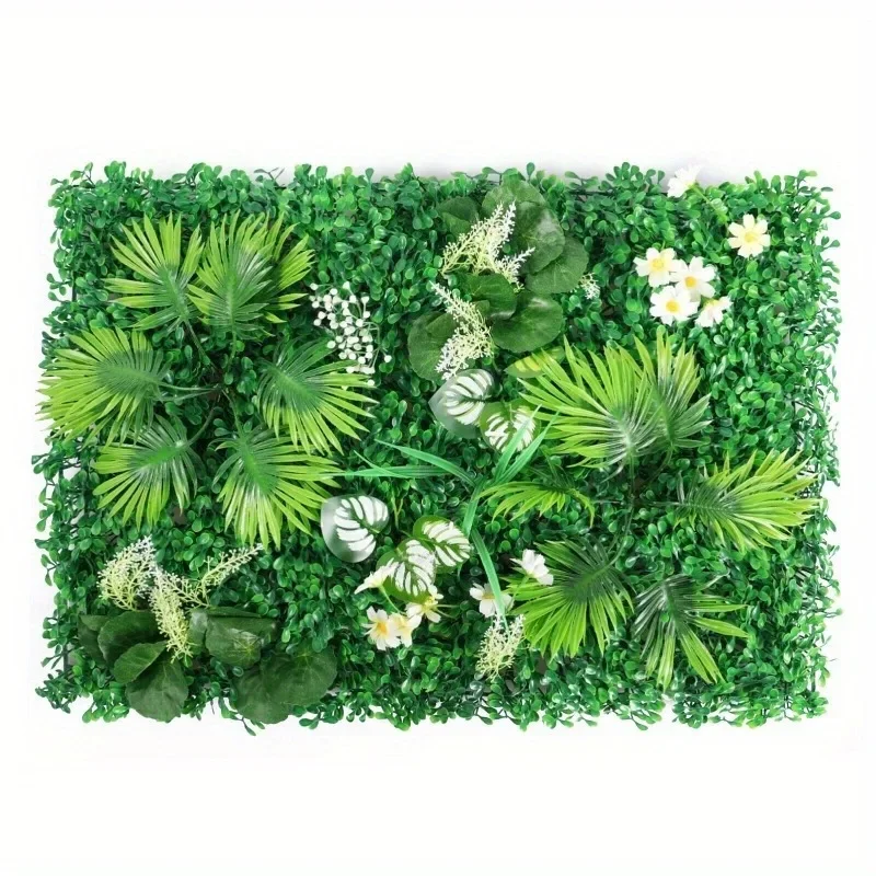 2Pcs Square Artificial Green Grass Plastic Lawn Plant, Back Room, Home Wall Decoration, 40x60cm, 2Pcs