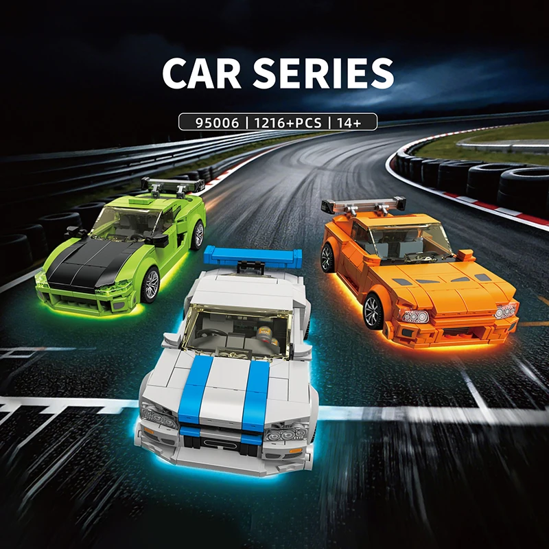 City Racing Supercar Building Blocks Sports Car Model Rally Racing High-Speed Figurine MOC Small-Piece 1/32 Scale Model Gift