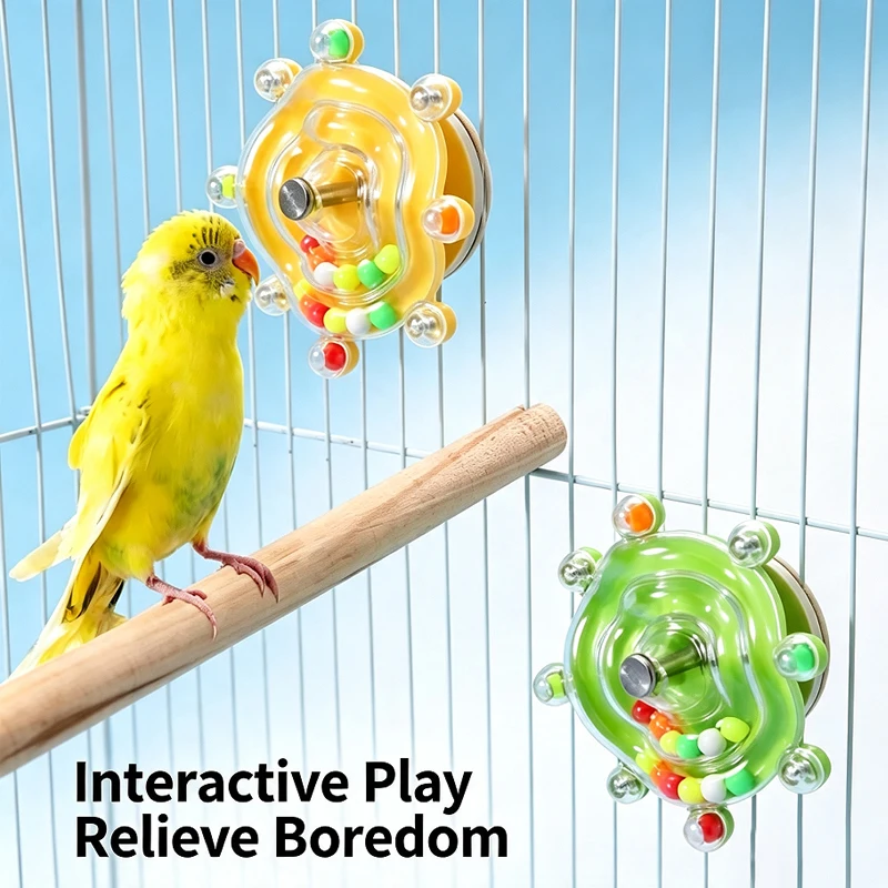 Interactive Parrot Flying Saucer Fun Toy Bird Cage Toy for Parrots Rotating Treat Dispenser for Mental Stimulation Entertainment