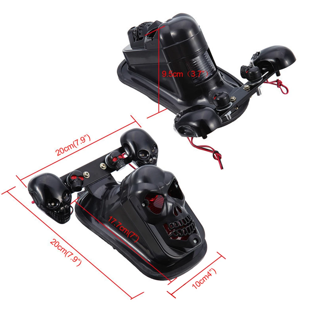Motorcycle Skull LED Tail Light Integrated Brake Running Light Turn Signal Lamp Retro Custom Rear Taillight For Harley Chopper B - view 5