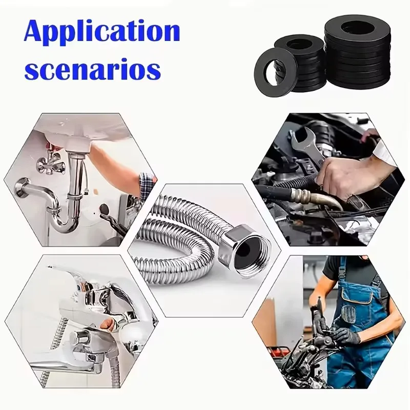 20Pcs Rubber Ring Flat Gasket Sealing Ring Flexible Pipe Bath Bathroom Shower Hose Washers Rubber Seals For Shower Head Hose