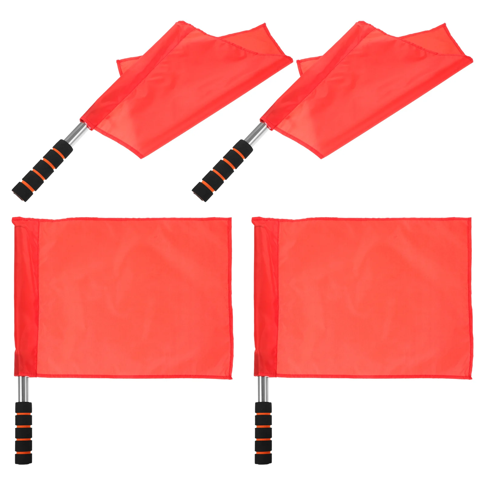 

4Pcs Referee Flags Solid Color Durable Waterproof Cloth Sponge Handle Stainless Steel Pole for Sports Match Field Event