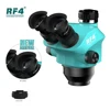 RF4 New Trinocular Microscope Head 7-50X Simul Focal Continuous Zoom Stereo Microscope WF10X/22mm Eyepiece Phone PCB Soldering 3