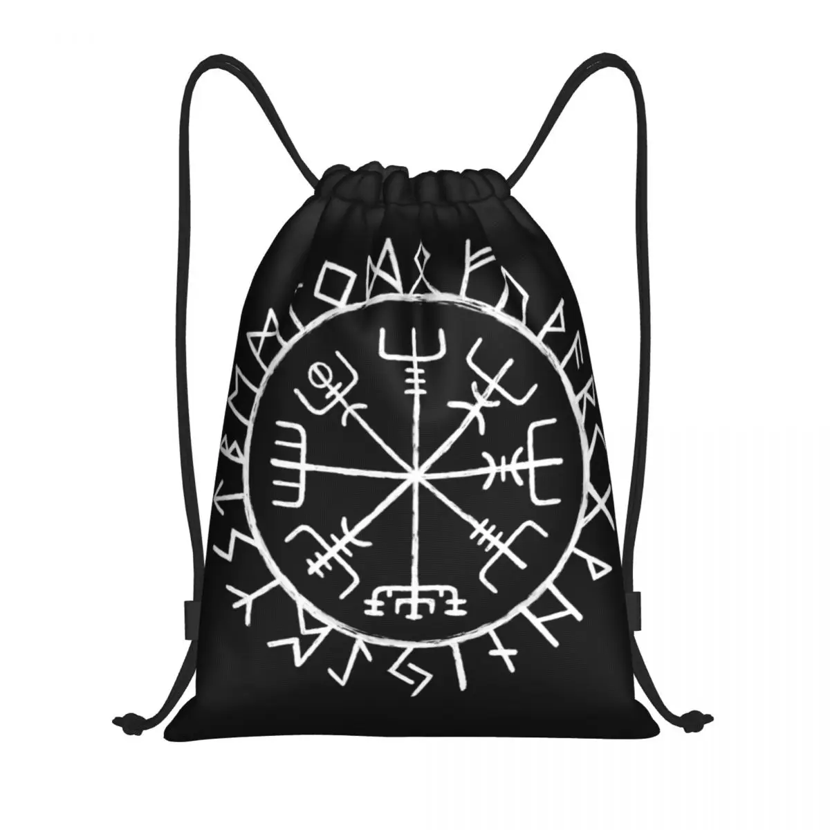 Custom Nordic Mythology Rune Circle Viking Drawstring Backpack Bags Women Men Lightweight Gym Sports Sackpack Sacks for Shopping