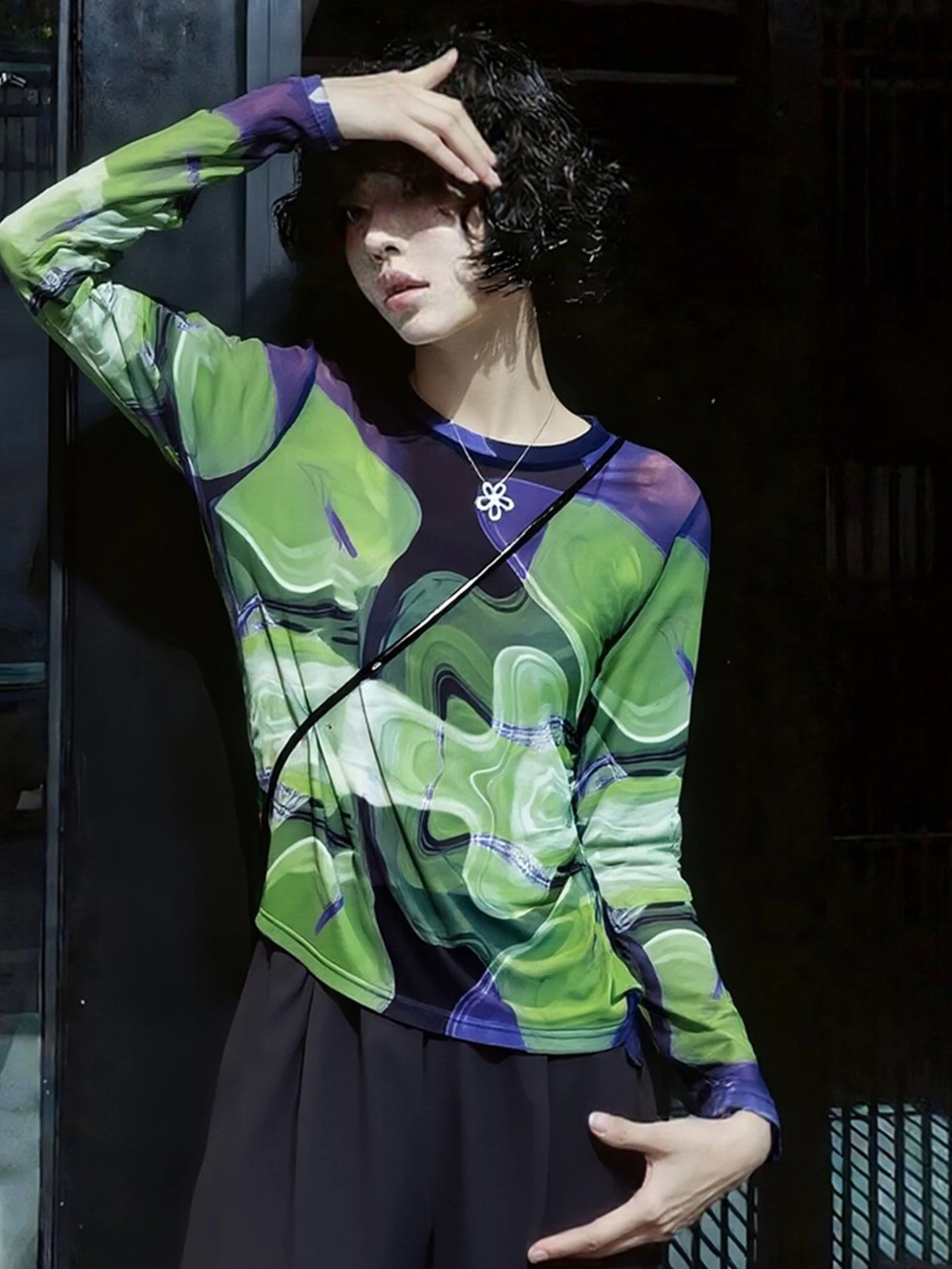

Spring Faion Color Blo Design Slimming Long Sve Base irt Versatile Commute Korean Sle New Top Women's Silk Blouse