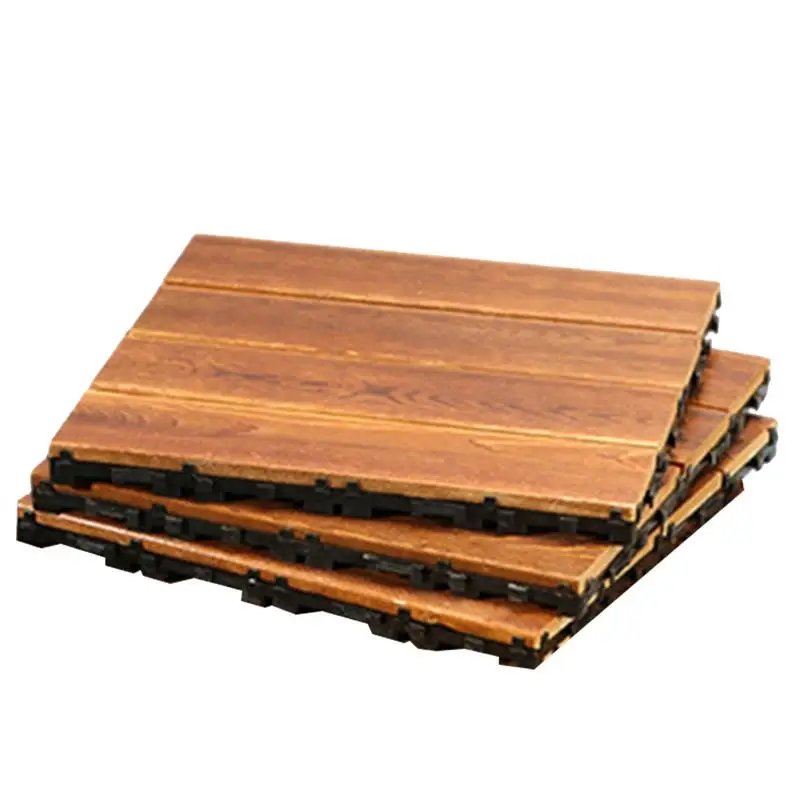 

Interlocking Deck Tiles 3pcs Carbonized Wood Floor 12 X 12 Inch Non Slip Path Walkway Lawn Tiles Interlocking Outdoor Flooring