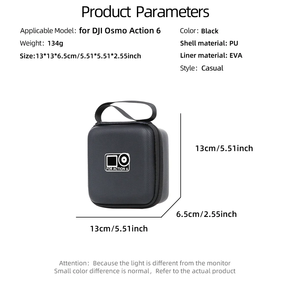 

Storage Bag for DJI Osmo Action 6 Carrying Case Sports Camera Pressure&Shock Resistant Dust Resistant Mini PU Storage Case