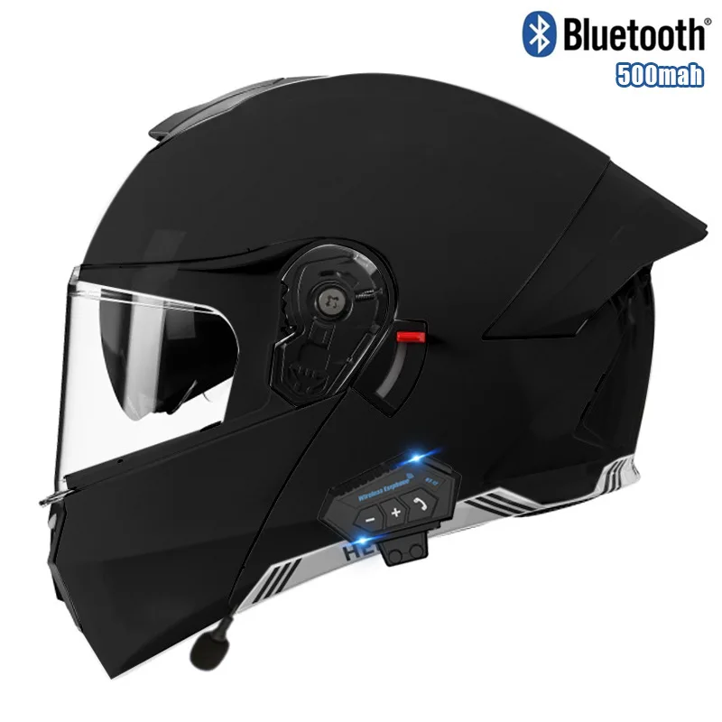 Flip-up Motorcycle Helmet with Bluetooth Dual Lens Off-Road Racing Helmet Cascos para moto motorcycle full face helmet