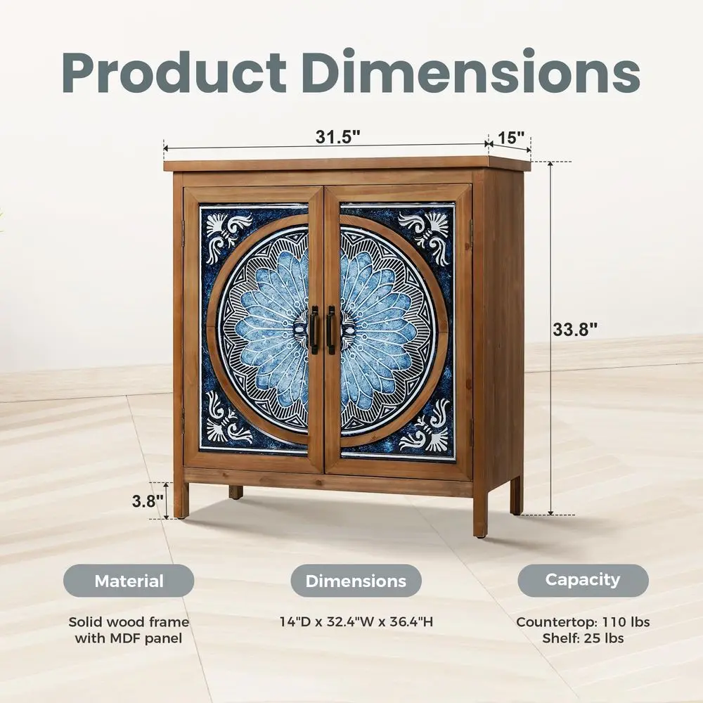 

Small Accent Cabinet with Doors, Stylish Storage Sideboard Credenza for Living Room amp Entryway