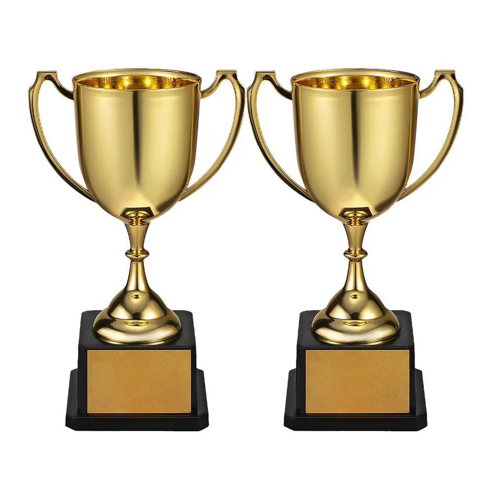 

2Pcs Premium Plastic Trophy Cup Gold Finish Elegant Design for Sports Events Soccer Dance Basketball Thanksgiving