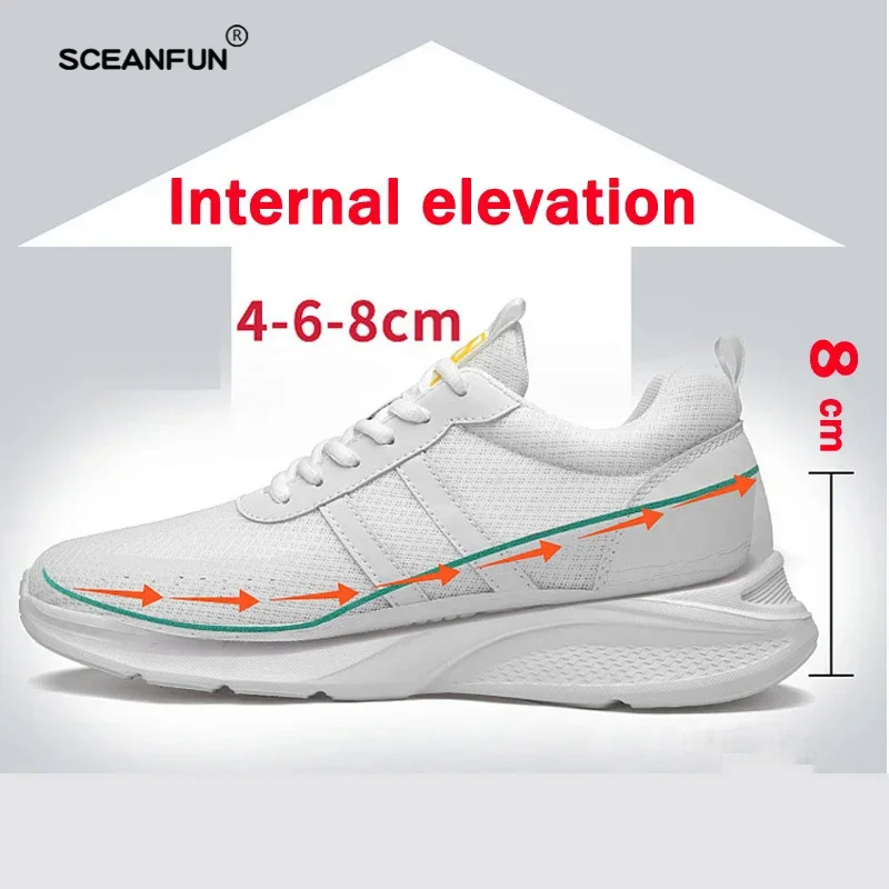 Men elevator shoes height increased shoes sneakers height increasing shoes Man increase 6-8cm