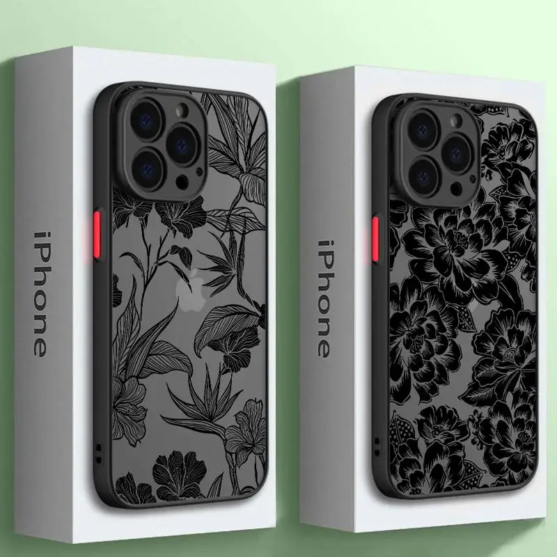 

Elegant Cool Rose Flower Art phone cases for Apple iPhone 11 SE case 8 14 12 Pro 15 7 Plus 13 Mini XS Max XR Luxury Matte Cover