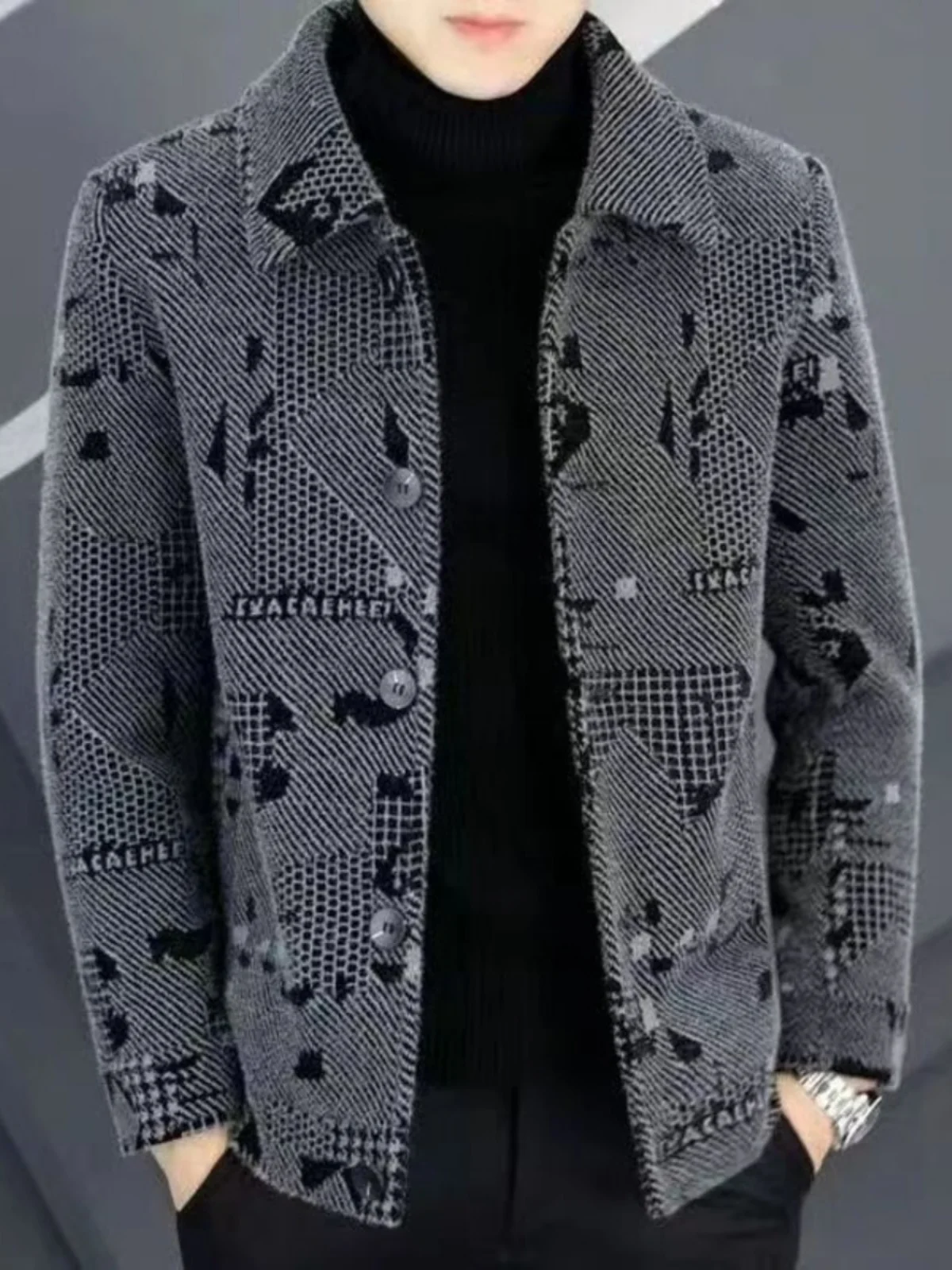 

Мужское утепленное шерстяное пальто: новая осенне-зимняя коллекция, повседневное, высококачественное, молодежное, свободного кроя, стандартной длины, с отложным воротником