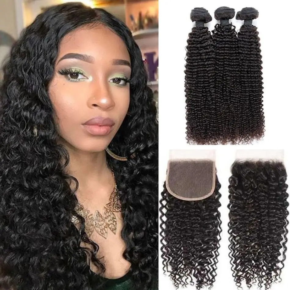 

Kinky Curly Bundles With Frontal Peruvian Curly 100% Human Hair Bundles With Closure HD 4×4 13x4 Lace Front With Bundles