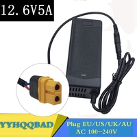 12.6V 5A Charger Combination of 18650 Li-ion Lithium Battery Pack Charger US EU Plug 12.6 v charger XT60 Socket/connector