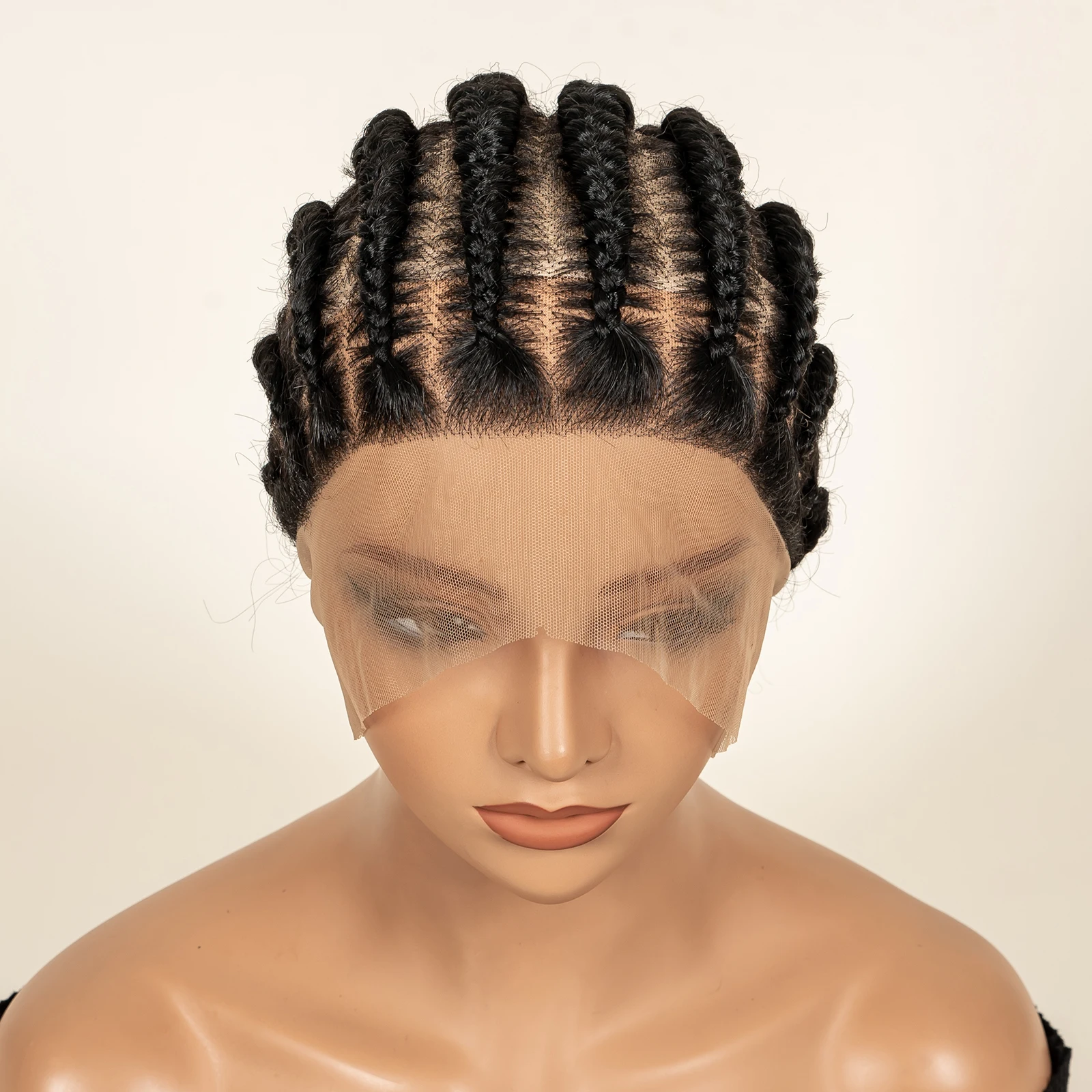 جامبو كورنو الضفائر شعر مستعار الاصطناعية الدانتيل الكامل جميع الظهر كعكة الهولندية مضفر الباروكات للنساء السود #3