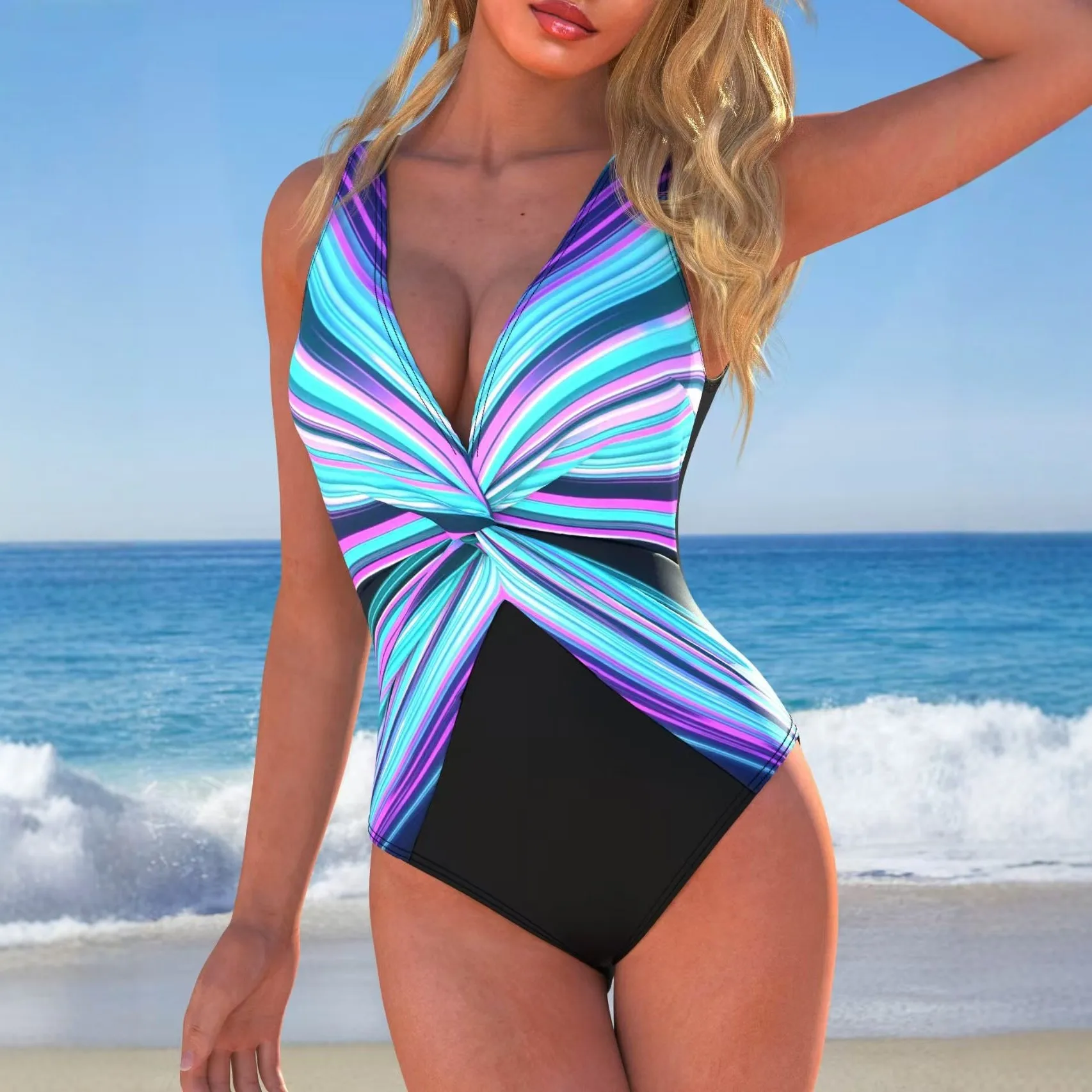 2026 Printed Modest One Piece Swimsuit Women Tummy Control Sexy Swimwear Beach Vacation Summer Swim Bodysuit Tops Sexy Outfits