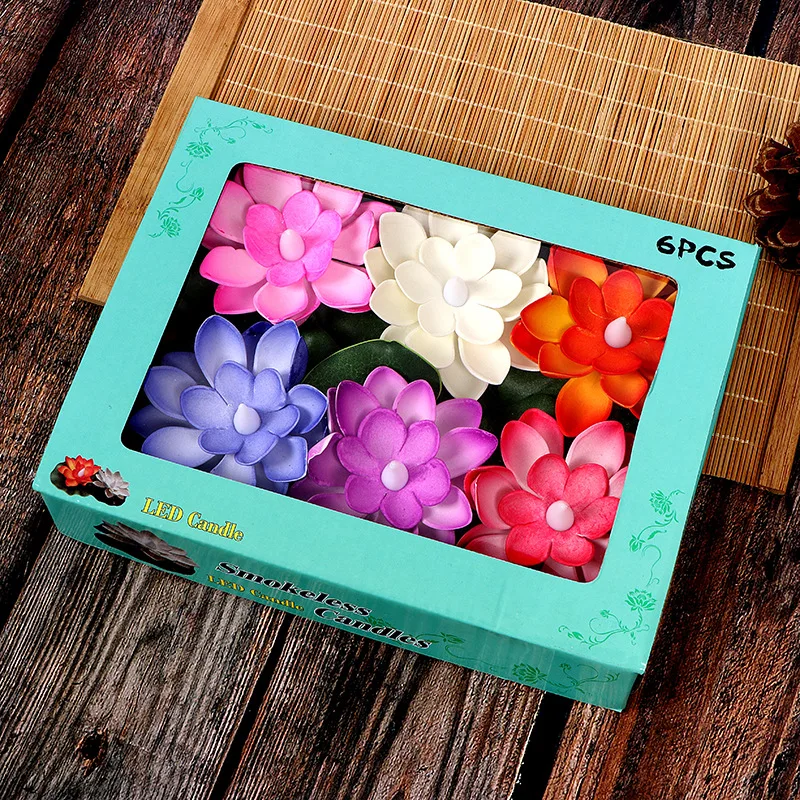 6pcs Water Sensor LED Floating candle Light Lotus Light Electronic Multicolor Romantic Wishing candle LED Candle with batteries