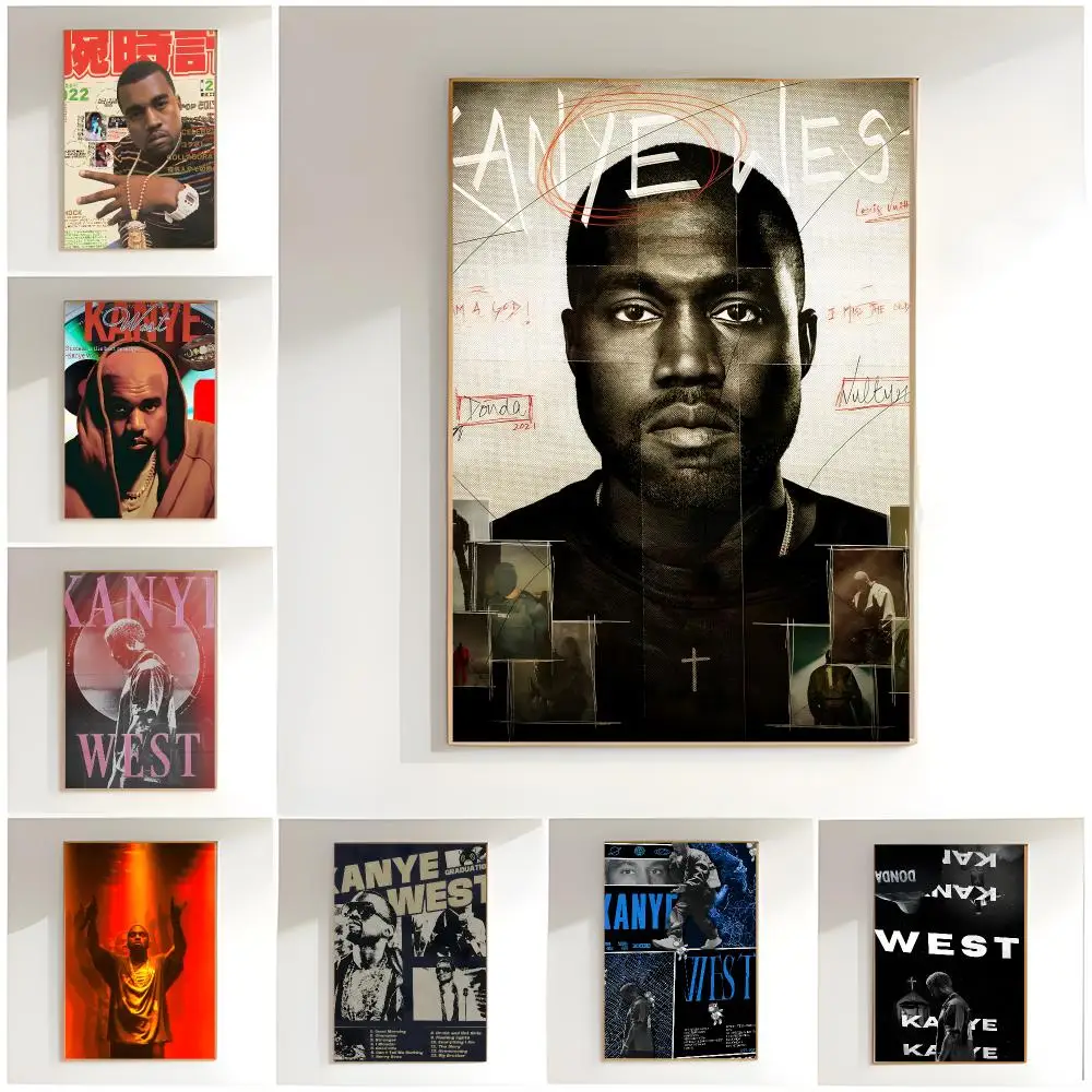 rap singer k-kanye west Poster Classic Wall Art  Home Decor  Peel and Stick Unframed