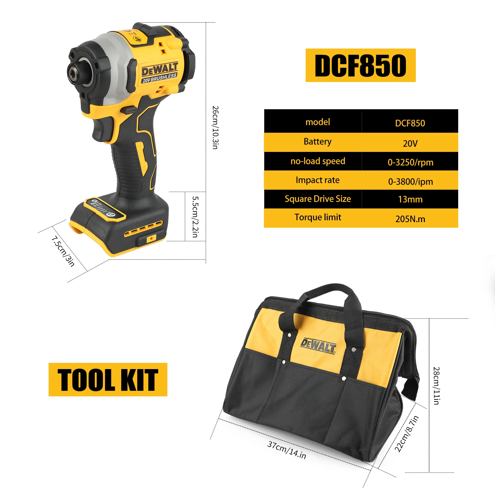 DEWALT DCF850 DCF512 20V Cordless Electric ScrewdriverBrushlessMotorRechargable Drill Driver Electric Impact Wrench Large Torque - view 5