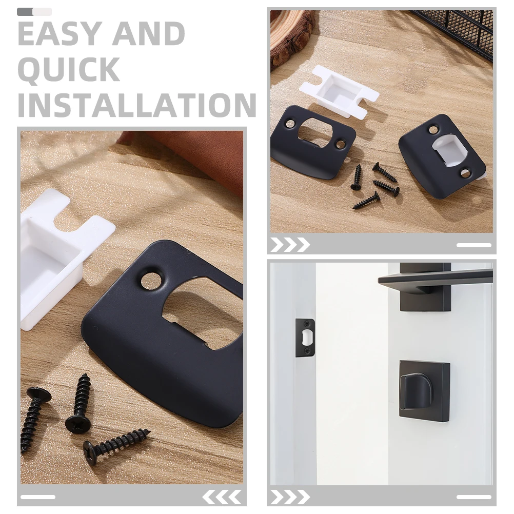 

2pcs Black Door Lock Guide Plates Strike Latch Striker Deadbolt Metal Stainless Steel Anti Rust Suitable Homes Offices