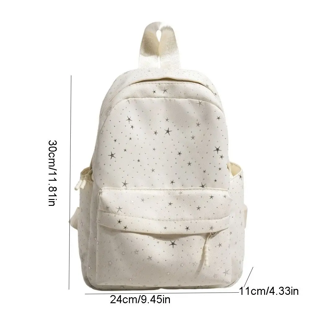 Tas Ransel Simple Print Star Kapasitas Besar Gaya Kuliah Tas Ransel Nylon Ringan Gaya Korea Tas Sekolah Siswa Outdoor