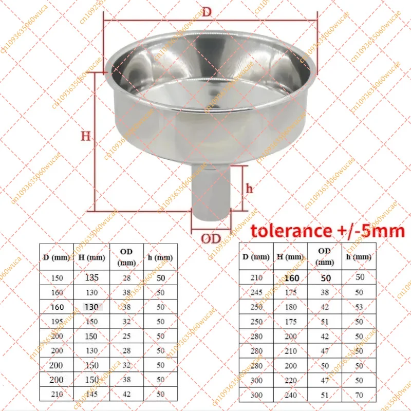 Stainless Steel Funnel Large Kitchen Oil Wine Strainer Wide Mouth Industrial Hopper Pouring Tool 1Pc