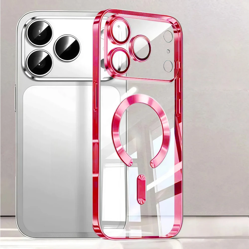 Luxuriöse MagSafe Magnetische Galvanisierte Handyhülle für iPhone 17 Pro Max 17 Pro Stoßfänger-Hülle für iPhone 17 Pro Max 17 Air Transparente Abdeckung