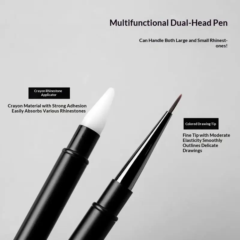 1Pcs Dual Head Nail Art Silicone Brush Plastic Drill Pen Easy Operation for Nail Rhinestone Gluing Gel Carving Salon Use