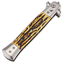 1Pcs Automatic Stainless Steel Combs Foldable Knife Brushes Hair Trimmer Comb Brush Accessories Butterfly Mens Pocket Knife