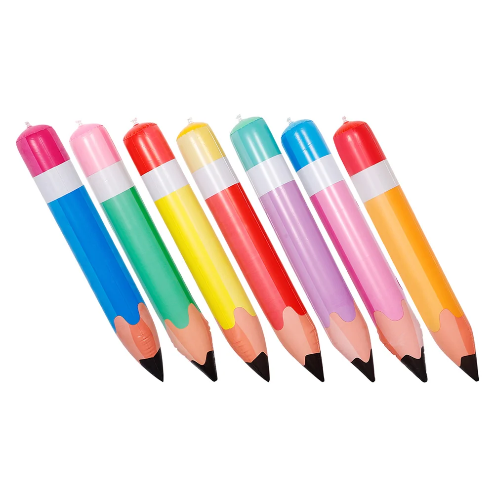 

7Pcs Inflatable Pencil Decorations PVC Back to School Props Classroom Party Supplies Pencil Balloons Giant Pencils