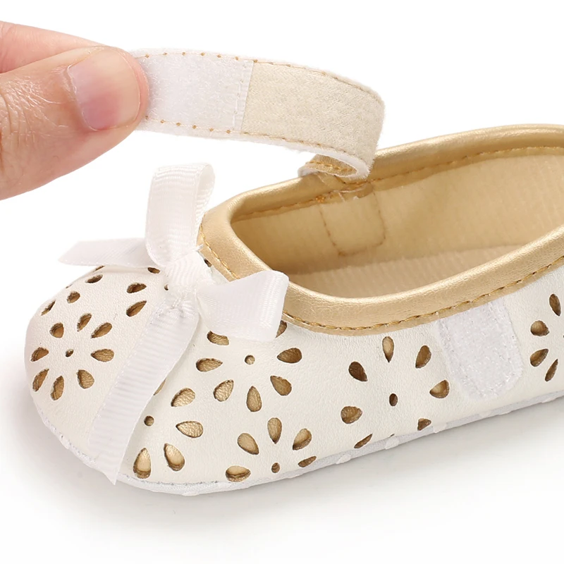 Newborn Girl Spring Autumn Fashion Leather Princess Shoes First Walker Comfort Soft Sole Toddler Shoes White Baptism Bed Shoes