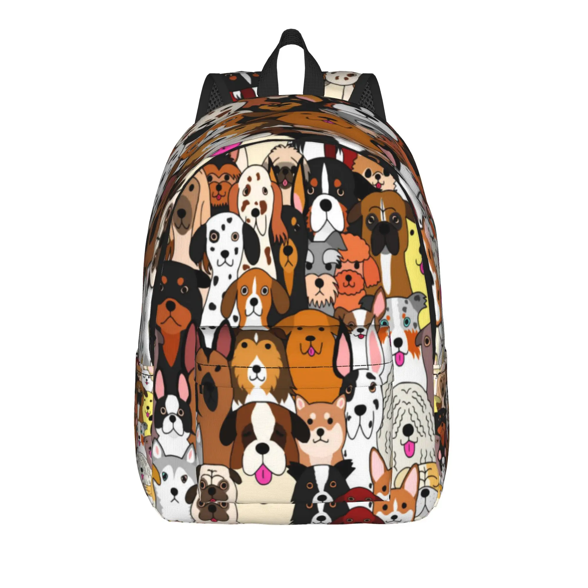Various Dogs Doodle Dogs Colorful Backpack Student  Pattern Backpacks Polyester Cool School Bags Outdoor Style Custom Rucksack