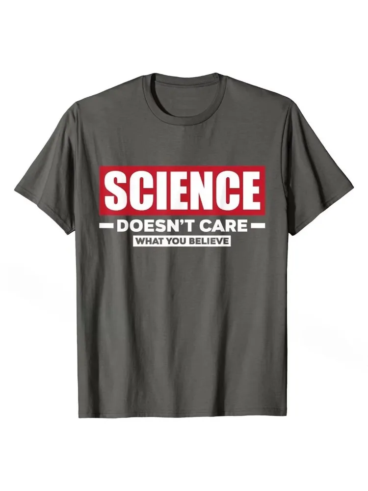 Camiseta Engraçada de Ciência: A Nova Ciência Não Se Importa Com O Que Você Acredita - Camiseta Masculina de Algodão Barata e Normal