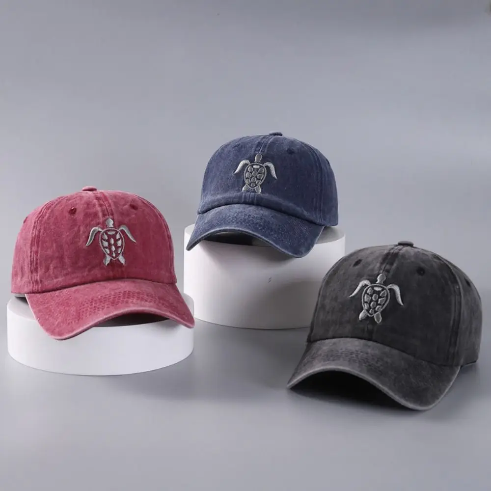 Cotton Turtle Baseball Cap Adjustable Casquette Style Tortoise Embroidery Baseball Cap UV Protection Turtle Embroidery Sun Hat